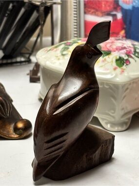 Vintage Hand Carved Wooden Ironwood Quail Figurine